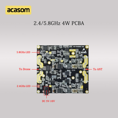 Çift Bant 5.8GHz ve 2.4GHz RF Sinyal Güçlendirici 4W 36dBm DC 12V için PCBA Kartı